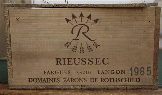 Twelve bottles of Rde Rieussex Blanc Sec, 1985, in original wooden box,